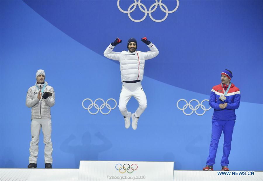 (SP)OLY-SOUTH KOREA-PYEONGCHANG-BIATHLON-MEN'S 15KM MASS START-MEDAL CEREMONY