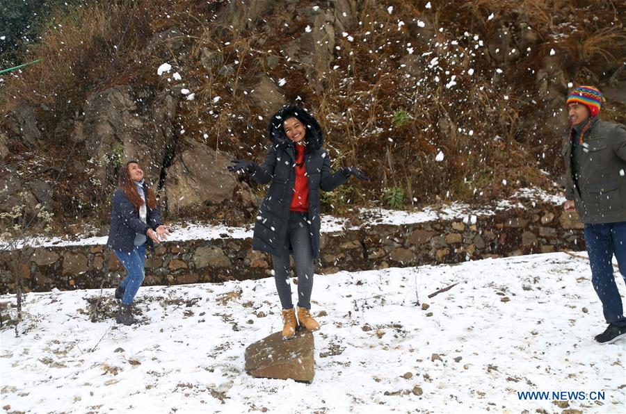 NEPAL-KATHMANDU-CHANDRAGIRI HILLS-SNOWFALL