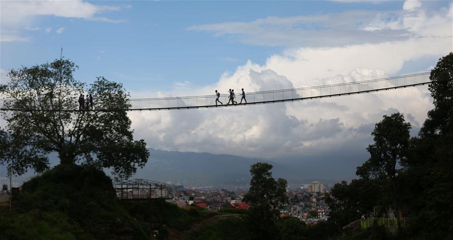 NEPAL-KATHMANDU-TOURISM-SUSPENSION BRIDGE