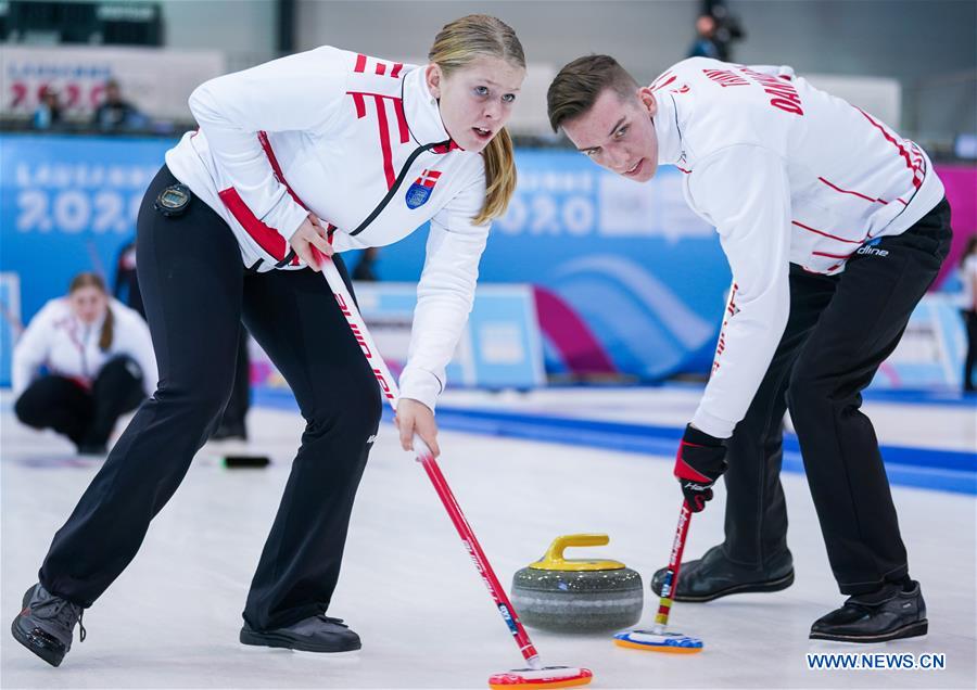 (SP)SWITZERLAND-CHAMPERY-WINTER YOG-MIXED CURLING-CHINA VS DENMARK