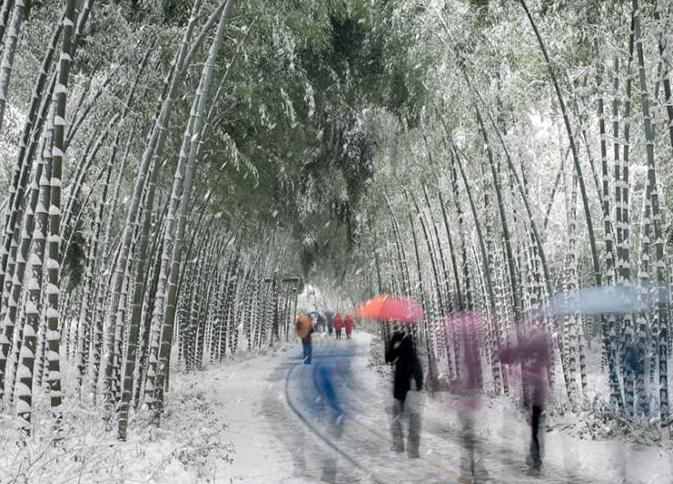 江苏南山竹海雪后银装素裹现北国风光